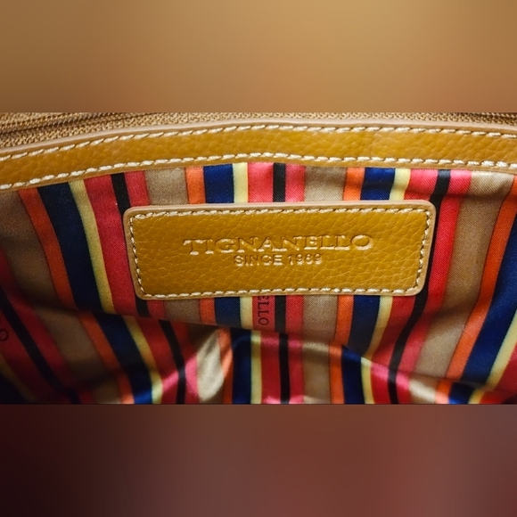 Tignanello Two-Tone Leather Satchet/Shoulder Bag In Blue & Tan - Picture 11 of 14